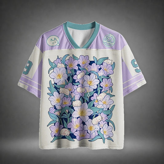Men's Floral Garden Print Short Sleeve Pastel Sports Jersey T-Shirt