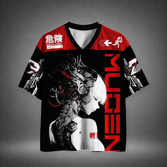 Men's Cyber Samurai Print Short Sleeve Streetwear Sports Jersey T-Shirt