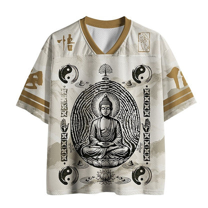 Men's White Graphic Number V-Neck Sports Jersey