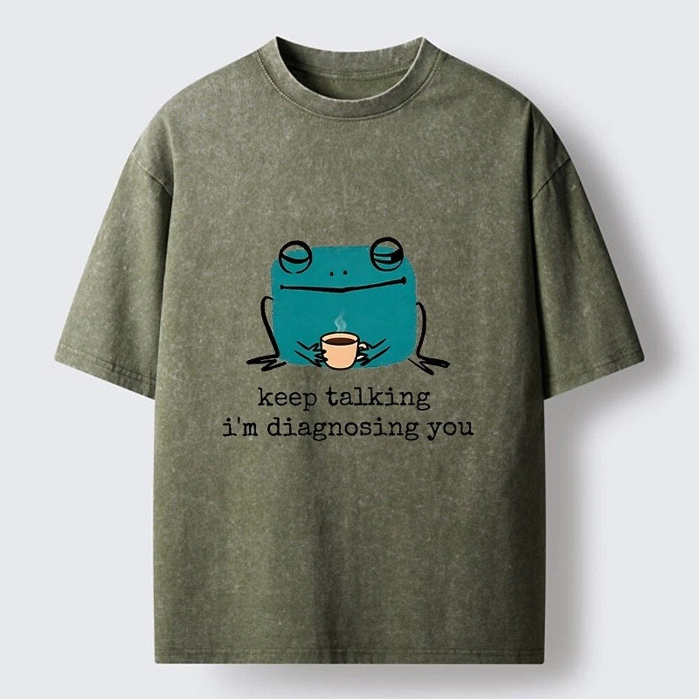 Japanese Style Coffee Frog Washed T-Shirt