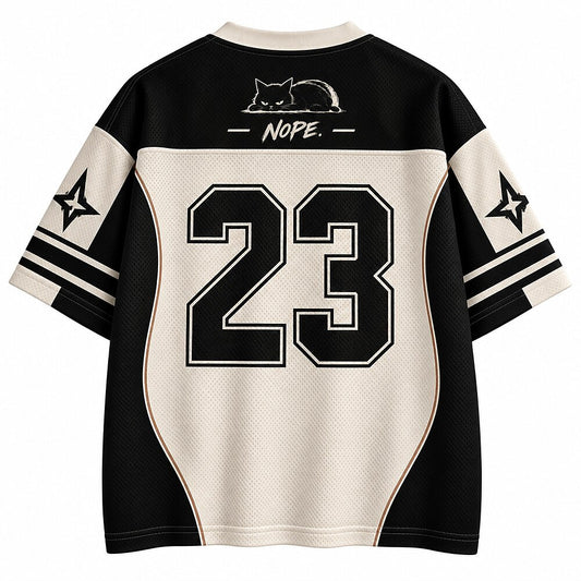 Funny Cat Nope Not Doing It V-Neck Mesh Jersey