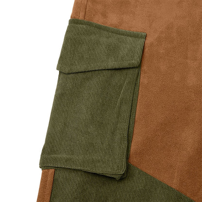 Contrast Corduroy Panel Cargo Pants