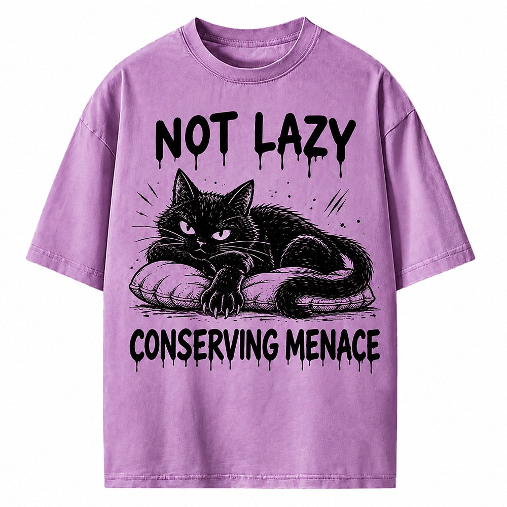 Not Lazy Conserving Menace Cat Heavyweight T-Shirt