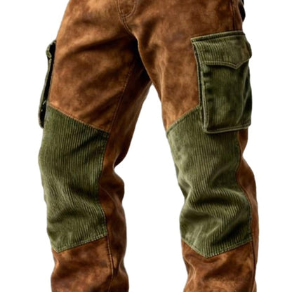Contrast Corduroy Panel Cargo Pants