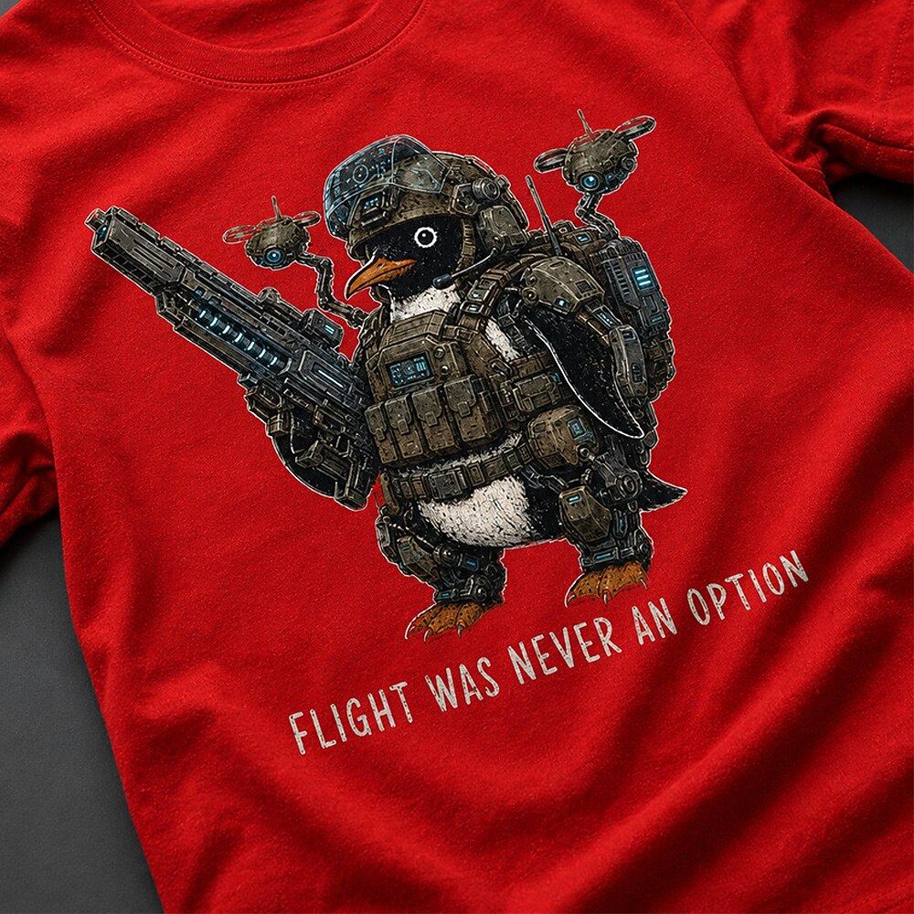 Men's Tactical Penguin Meme Print Short Sleeve Funny T-Shirt