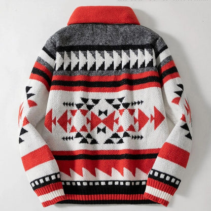 Aztec Stripe Shawl Zip Cardigan