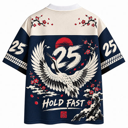 Crane and Cherry Blossom Mesh Jersey