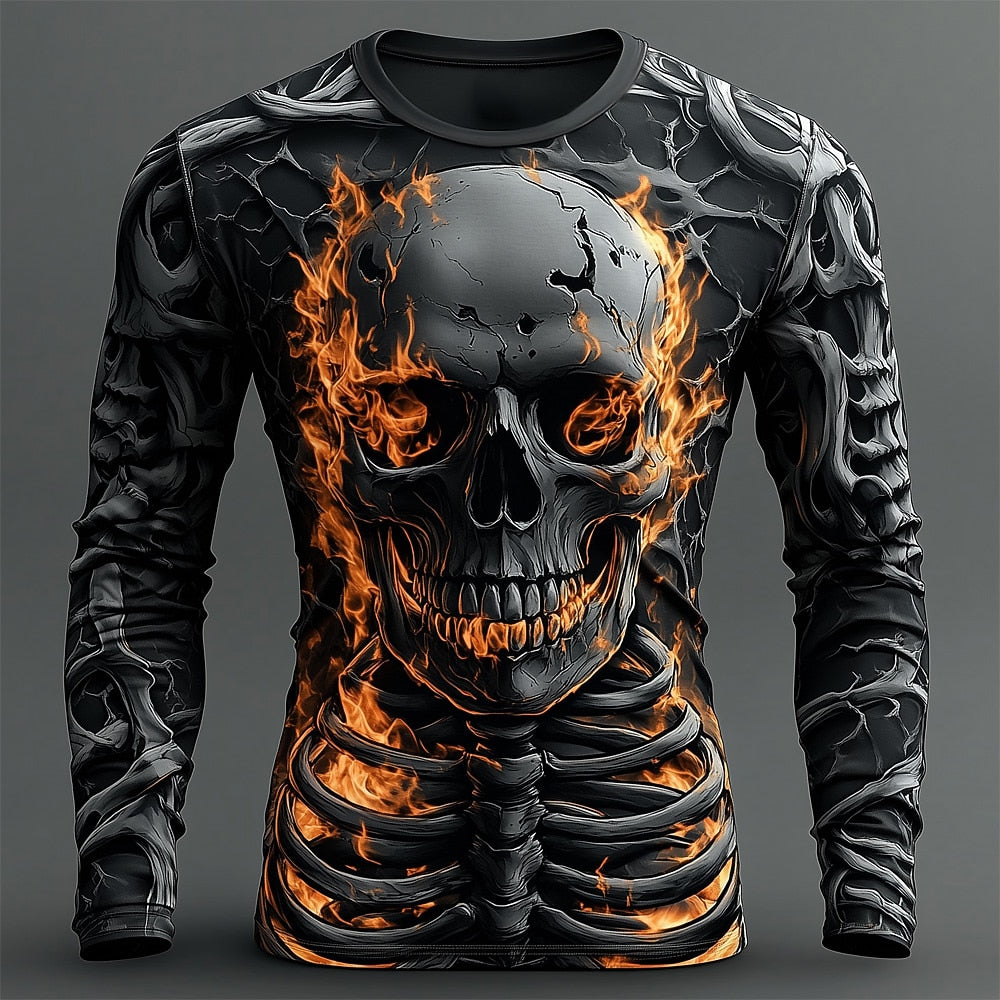 Halloween Men's Skeleton Ribcage Costume Long Sleeve T-Shirt