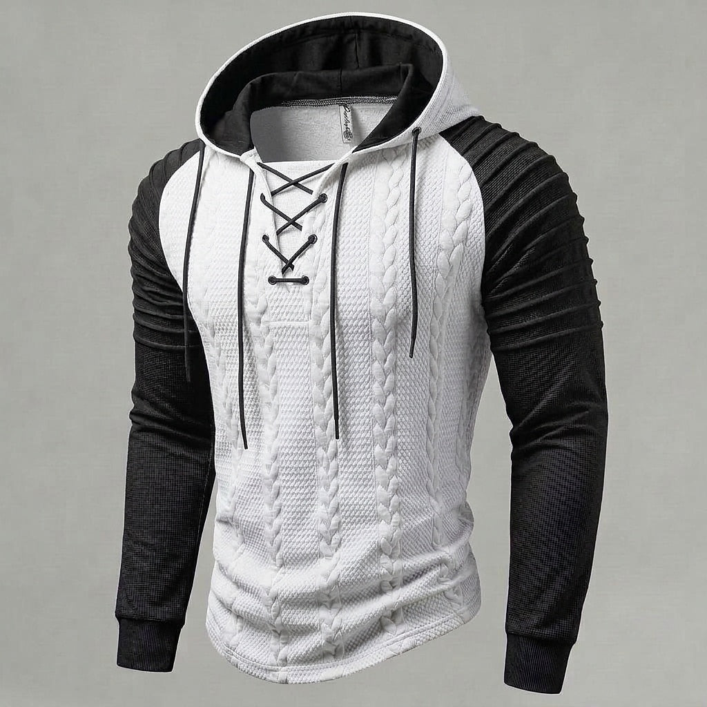 Cable Knit Lace-Up Hoodie