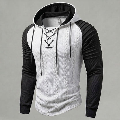 Cable Knit Lace-Up Hoodie
