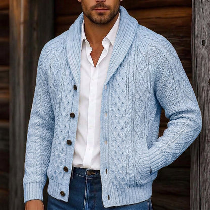 Braided Cable Shawl Collar Cardigan