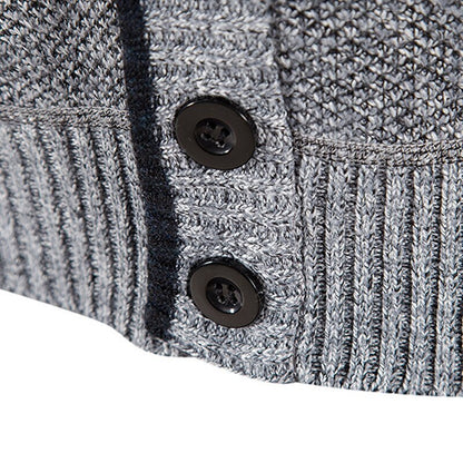 Plaid-Lined Welt Pocket Cardigan