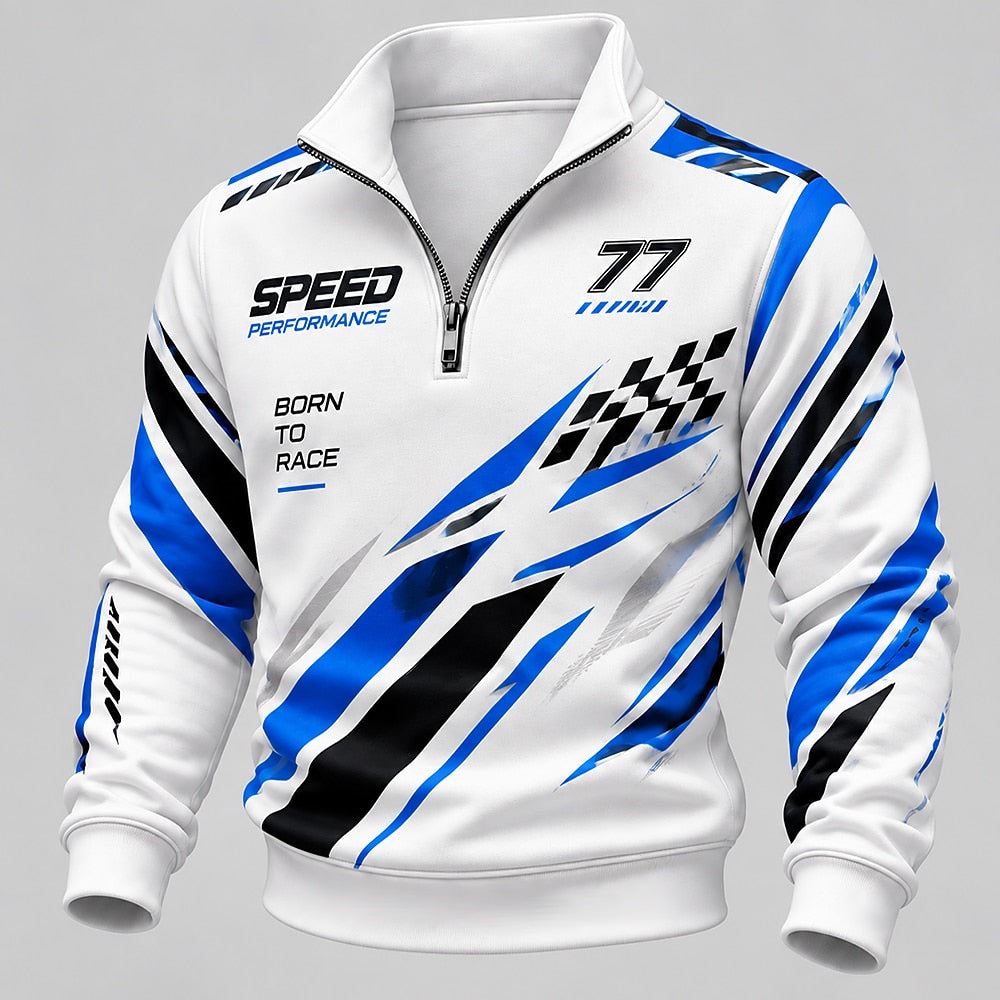 Born to Race Number 77 Half-Zip Sweatshirt