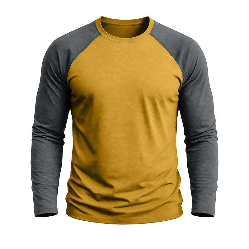Contrast Raglan Henley Long Sleeve T-Shirt