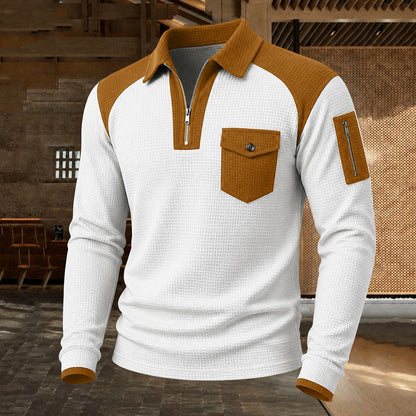 Utility Pocket Color Block Waffle Polo