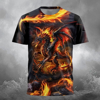 Halloween Men's Fire Dragon Graphic T-Shirt