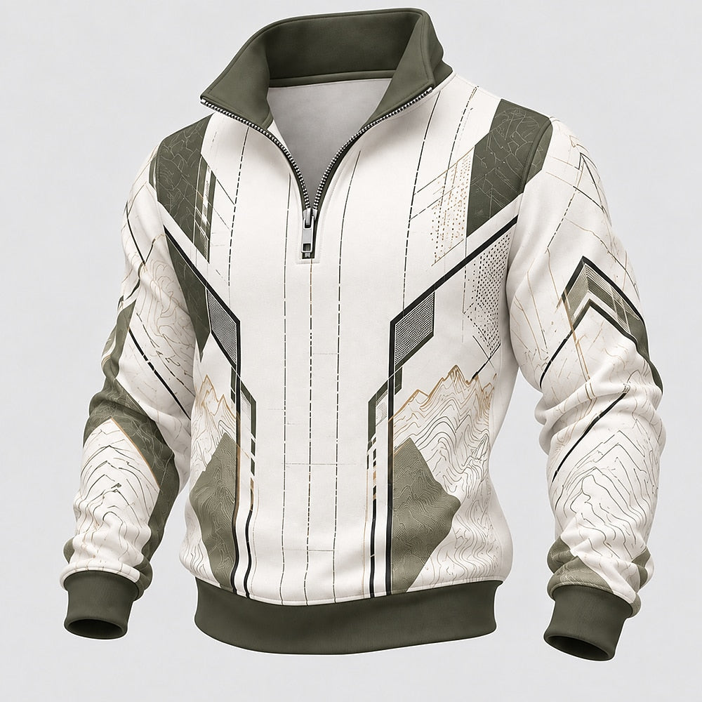 Topographic Line Half-Zip Sweatshirt