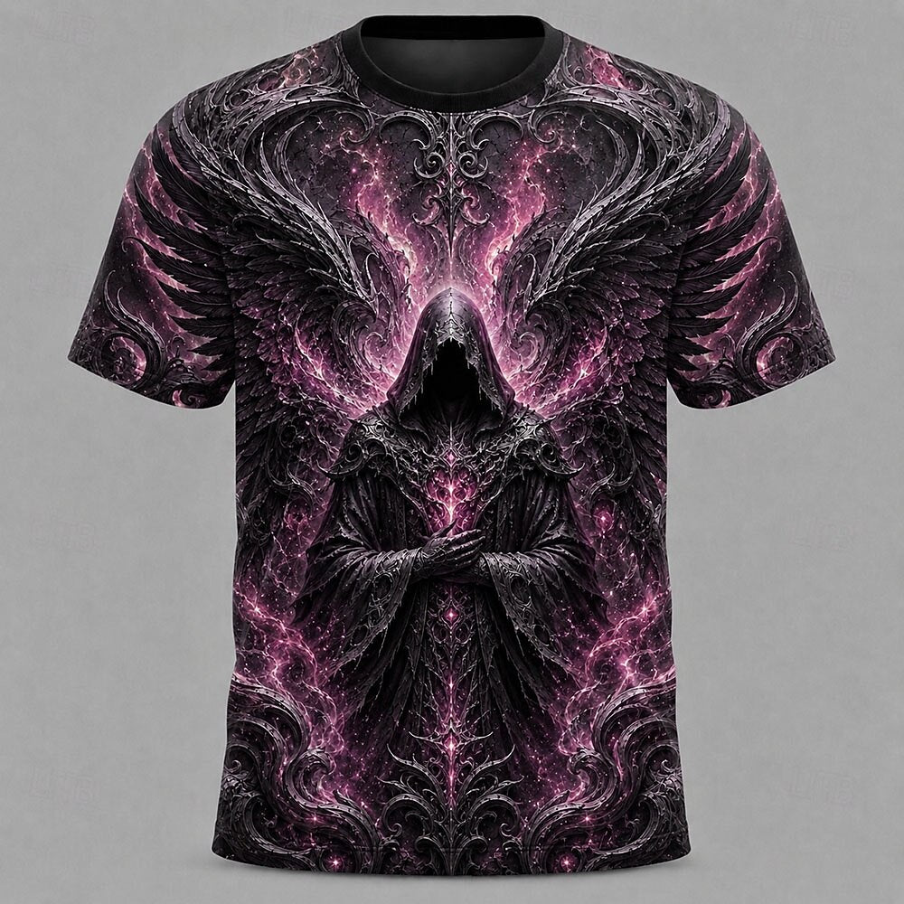 Men's Alien Wizard Armor Print Short Sleeve Gothic T-Shirt