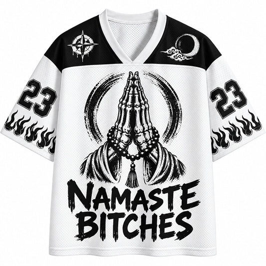 Funny Skeleton Namaste V-Neck Mesh Jersey
