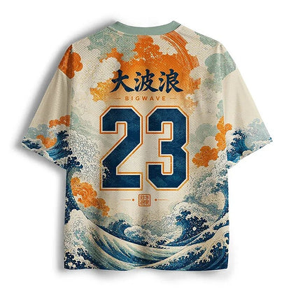 Men's Beige Cat Number Graphic Print Short Sleeve Sports Jersey T-Shirt