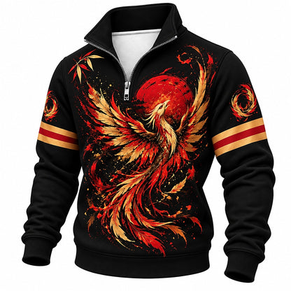 Red Sun Fire Phoenix Half-Zip Sweatshirt