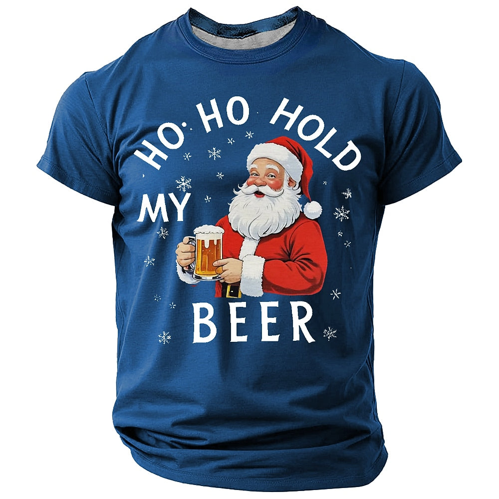 Ho Ho Hold My Beer Santa T-Shirt