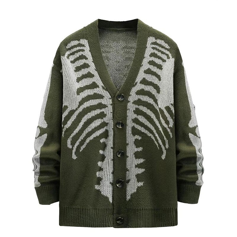 Skeleton Ribcage V-Neck Cardigan