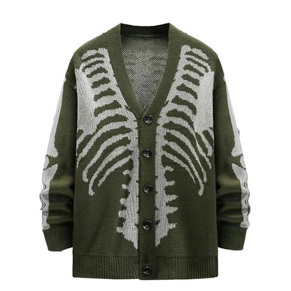 Skeleton Ribcage V-Neck Cardigan