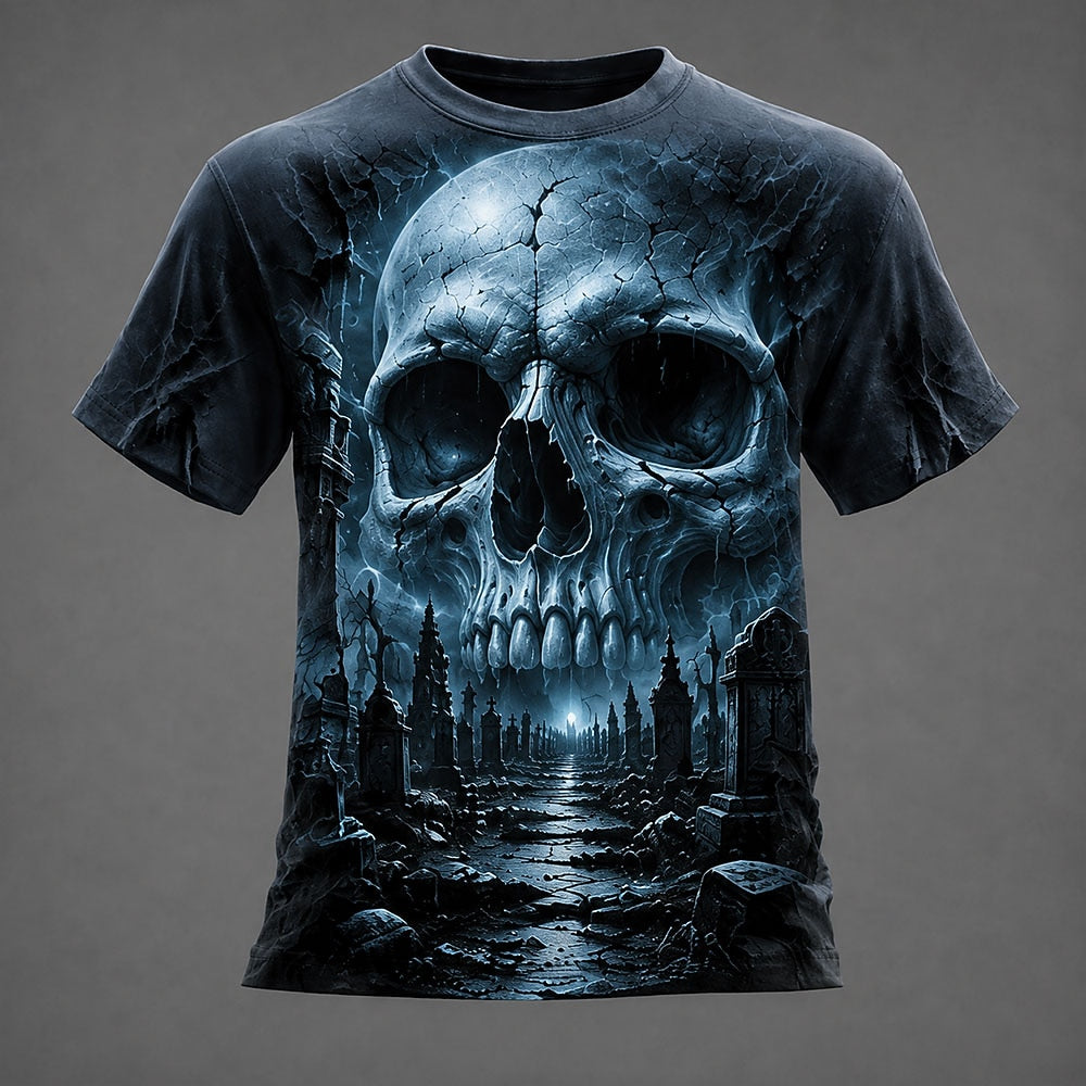 Halloween Men's Moonlit Skull Castle Graphic T-Shirt