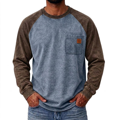 Washed Raglan Pocket Long Sleeve T-Shirt