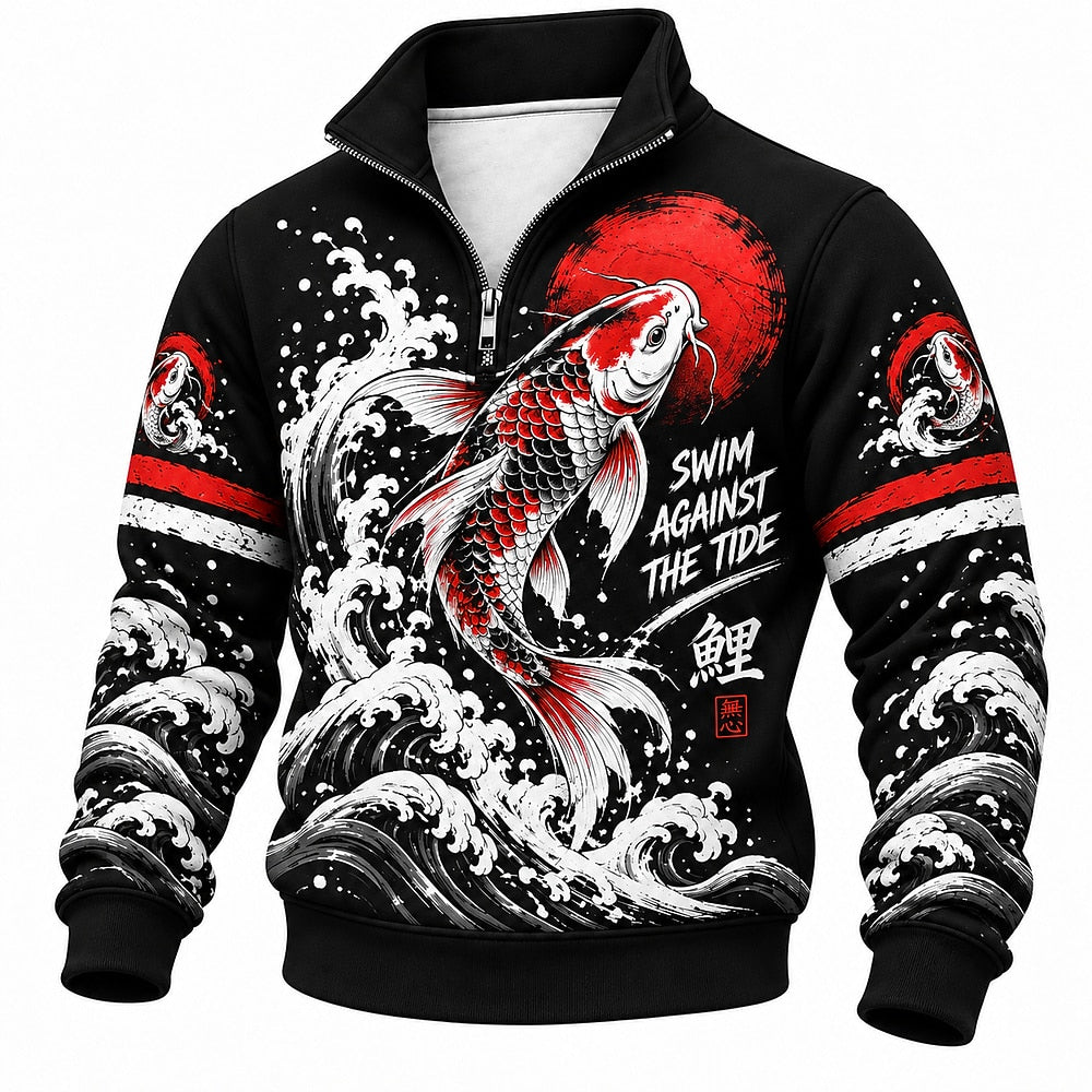 Swim Against the Tide Koi Half-Zip Sweatshirt