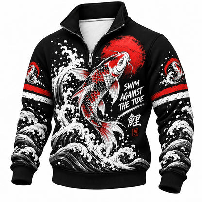 Swim Against the Tide Koi Half-Zip Sweatshirt