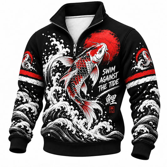 Swim Against the Tide Koi Half-Zip Sweatshirt