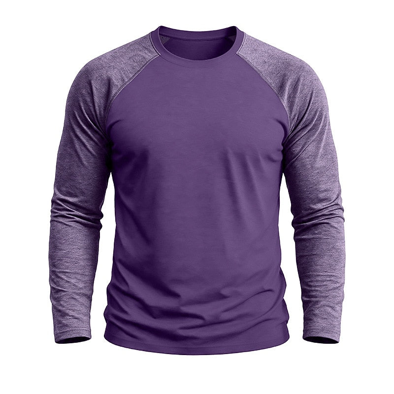 Contrast Raglan Henley Long Sleeve T-Shirt