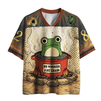 Men's Frog Graphic V-Neck Sports Jersey