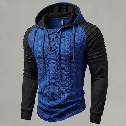 Cable Knit Lace-Up Hoodie