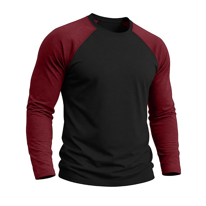 Contrast Raglan Henley Long Sleeve T-Shirt