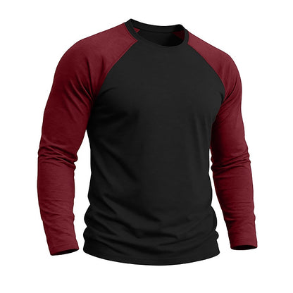 Contrast Raglan Henley Long Sleeve T-Shirt