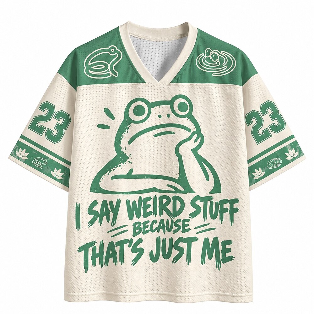 Men's Frog Number Text Graphic V-Neck Sports Jersey