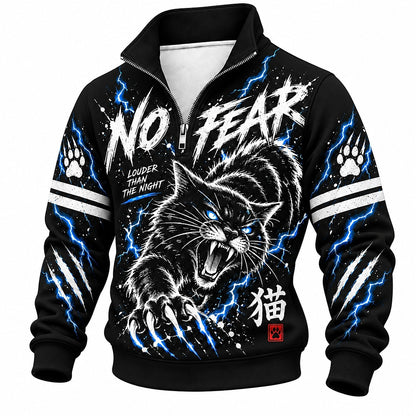 No Fear Lightning Cat Half-Zip Sweatshirt
