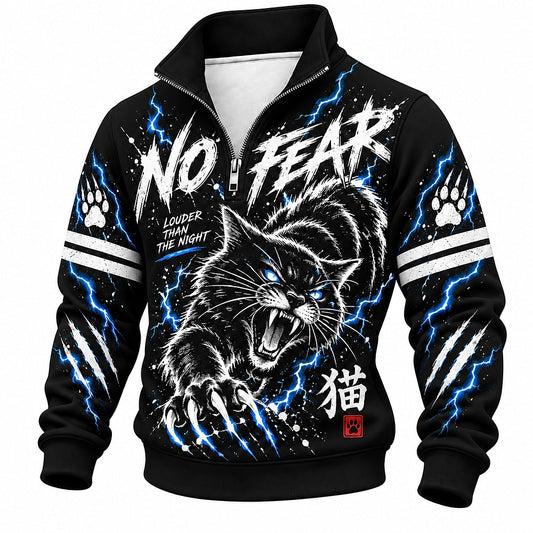 No Fear Lightning Cat Half-Zip Sweatshirt