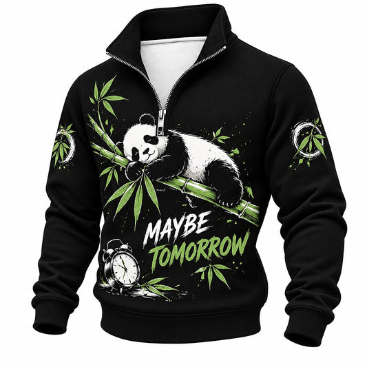 Maybe Tomorrow Sleepy Panda Half-Zip Sweatshirt