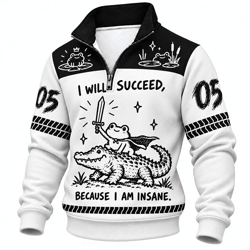 I Will Succeed Insane Frog Crocodile Number 05 Half-Zip Sweatshirt