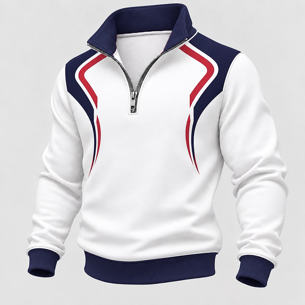 Diagonal Sash Half-Zip Sweatshirt