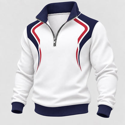 Diagonal Sash Half-Zip Sweatshirt