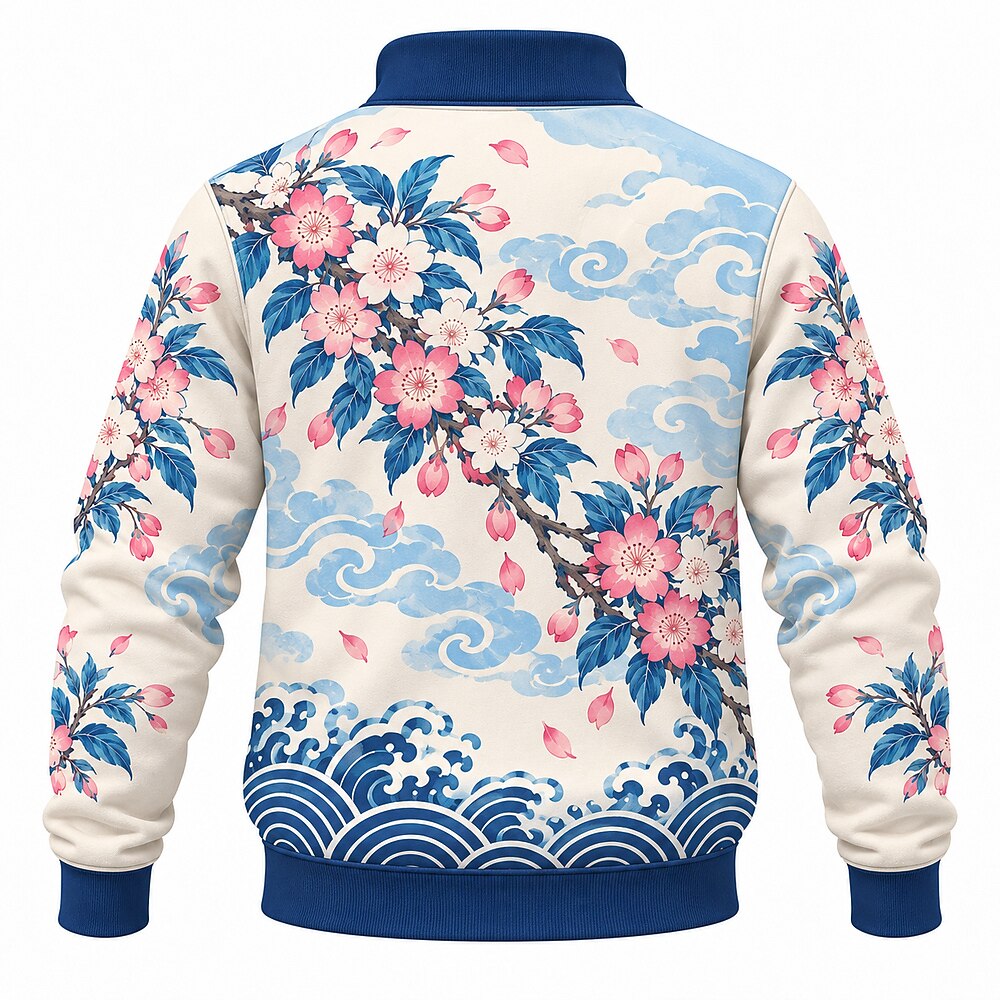 Cherry Blossom Cloud Waves Half-Zip Sweatshirt
