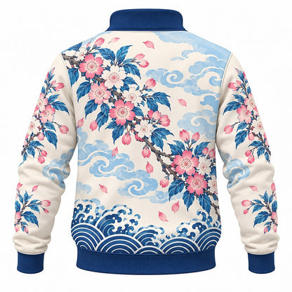 Cherry Blossom Cloud Waves Half-Zip Sweatshirt
