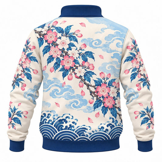 Cherry Blossom Cloud Waves Half-Zip Sweatshirt