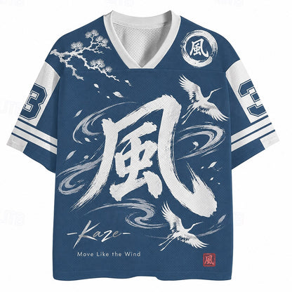 Men's Kanji Graphic V-Neck Sports Jersey