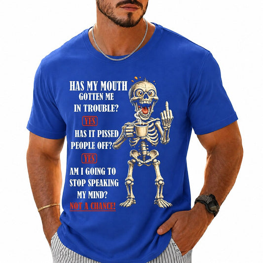 Men's Talking Skeleton Quote Print Short Sleeve Sarcastic T-Shirt